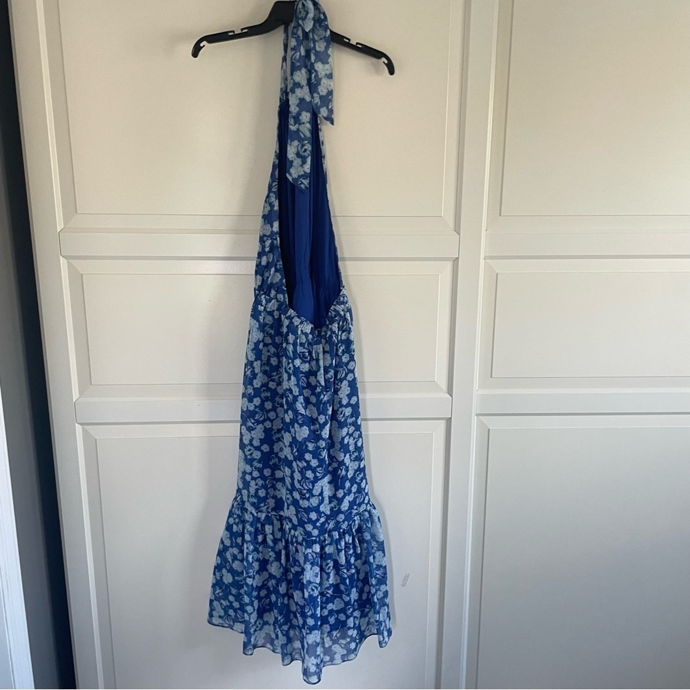 New! Chelsea28 Blue Surf Astr Floral Strapless Dress Nwt 30975 — image 4 of 8